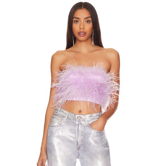 Lovers + Friends Tops - BNWOT Lovers + Friends Lavender Feather Boa Crop Top, Size S